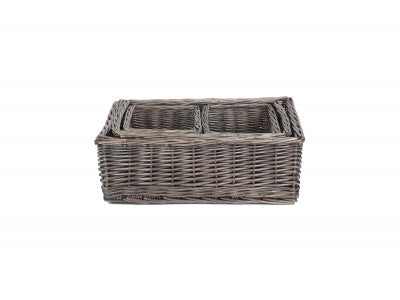 Basket, ANTIQUE WASH FINISH TRAY SET 4 - NO LINING