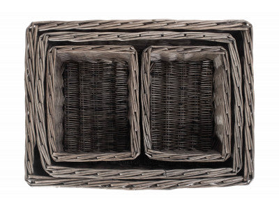 Basket, ANTIQUE WASH FINISH TRAY SET 4 - NO LINING
