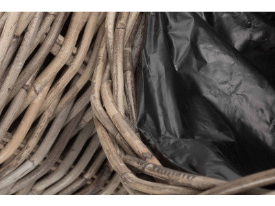 Basket, Set of 2 TAPERED RATTAN ROUND PLANTER with PLASTIC LINING