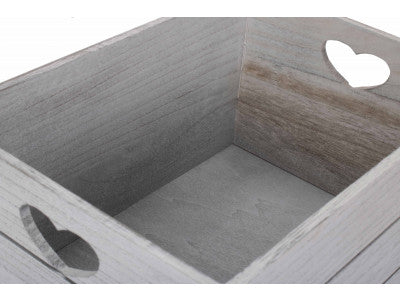 Basket, LARGE VINTAGE HEART CUT-OUT CRATE