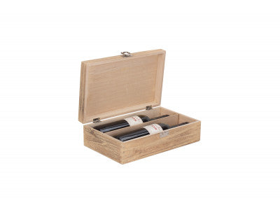 Basket, TWO BOTTLE OAK EFFECT WOODEN BOX