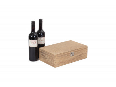 Basket, TWO BOTTLE OAK EFFECT WOODEN BOX