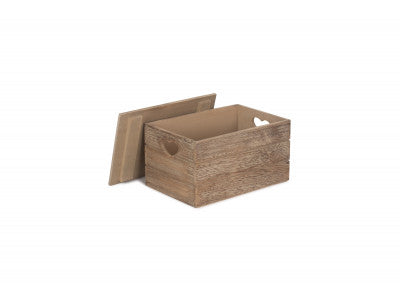 Basket, SMALL OAK EFFECT HEART CUT-OUT BOX
