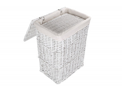 Basket, Set of 2 WHITE WICKER LAUNDRY HAMPER BASKET
