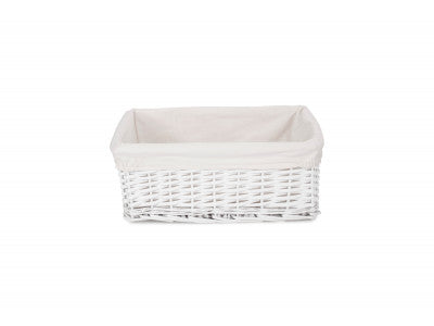 Basket, LARGE WHITE WICKER STORAGE BASKET