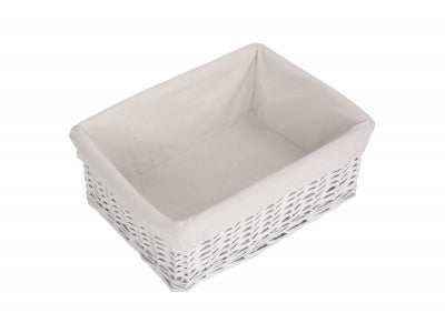 Basket, LARGE WHITE WICKER STORAGE BASKET
