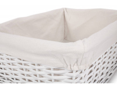 Basket, LARGE WHITE WICKER STORAGE BASKET