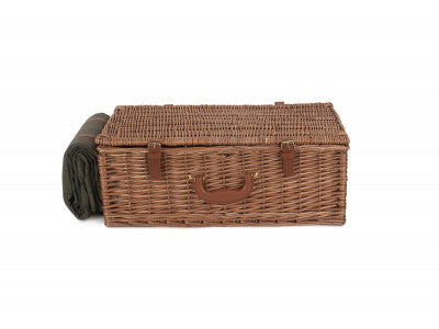 Basket, 4 PERSON GREEN TWEED HAMPER