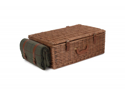 Basket, 4 PERSON GREEN TWEED HAMPER