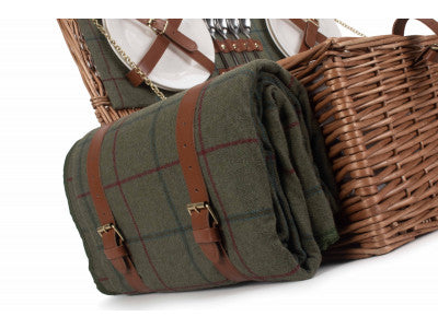 Basket, 4 PERSON GREEN TWEED HAMPER