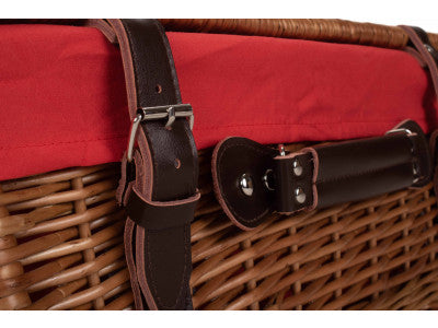 "Basket, 18" DOUBLE STEAMED HAMPER with RED LINING"