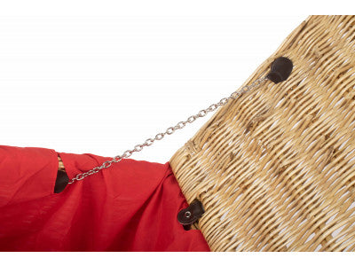 "Basket, 20" BUFF HAMPER with RED LINING"