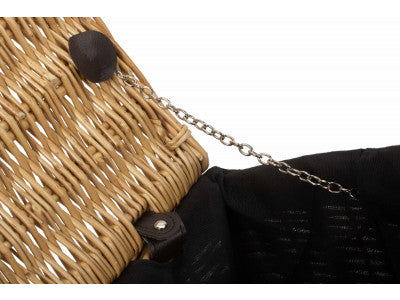 "Basket, 14" WICKER HAMPER with BLACK LINING"