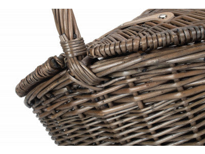 Basket, ANTIQUE WASH FINISH OVAL PICNIC BASKET