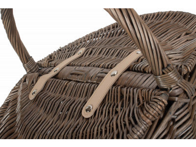 Basket, ANTIQUE WASH FINISH OVAL PICNIC BASKET