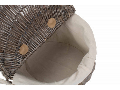 Basket, ANTIQUE WASH FINISH OVAL PICNIC BASKET with WHITE LINING