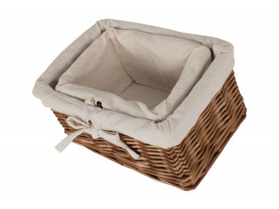 Basket, Set of 2 DOUBLE STEAMED AUTUMN WILLOW TRAYS with LINING