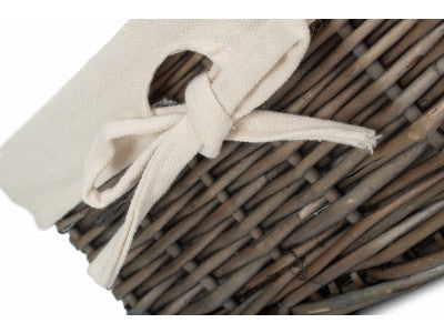 Basket, ANTIQUE WASH FINISH WILLOW TRAYS with LINING set 2