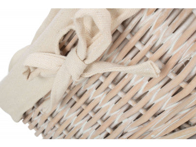 Basket, WHITE WASH FINISH WILLOW TRAYS with LINING set 2