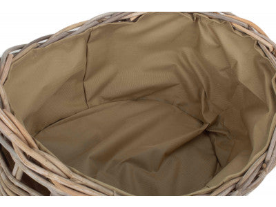 Basket, SMALL BOAT SHAPED RATTAN LOG BASKET with CORDURA LINING