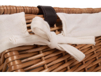 "Basket, 14" DOUBLE STEAMED HAMPER with WHITE LINING"
