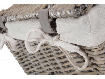 "Basket, 14" GREY WASH STORAGE HAMPER"