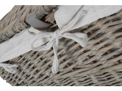 "Basket, 19" GREY WASH STORAGE HAMPER"