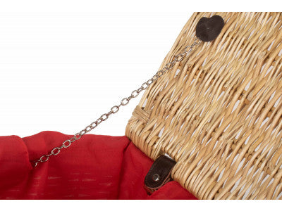 "Basket, 16" BUFF HAMPER with RED LINING"