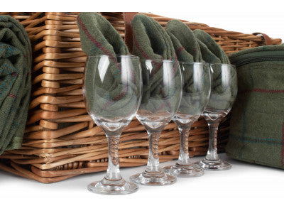 Basket, DELUXE GREEN TWEED 4 PERSON HAMPER