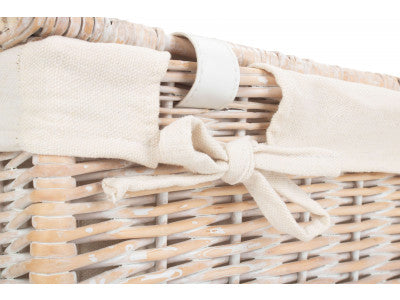"Basket, 18" WHITE HAMPER with WHITE LINING"