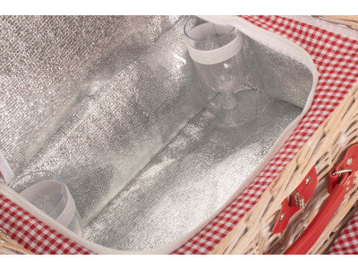 Basket, RED & WHITE GINGHAM 2 PERSON FITTED HAMPER