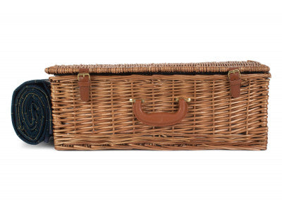 Basket, 4 PERSON BLUE TWEED HAMPER