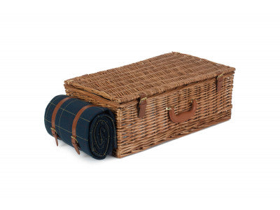 Basket, 4 PERSON BLUE TWEED HAMPER