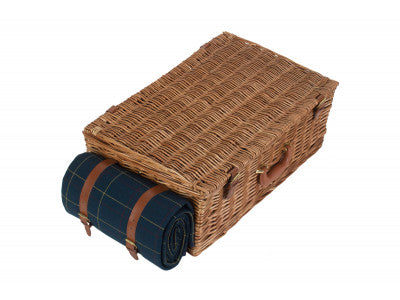 Basket, 4 PERSON BLUE TWEED HAMPER