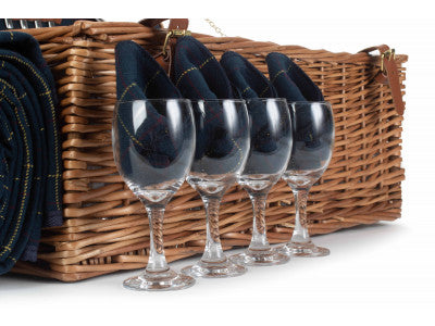 Basket, 4 PERSON BLUE TWEED HAMPER