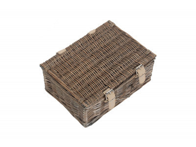 "Basket, 10" ANTIQUE WASH WILLOW HANDLE HAMPER"