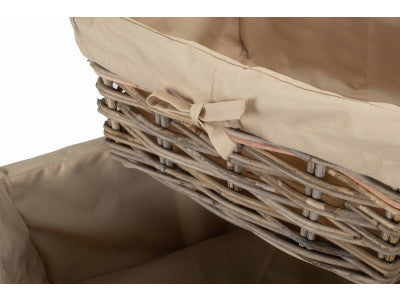 Basket, Set of 3 RECTANGULAR CORDURA LINED GREY RATTAN STORAGE BASKET