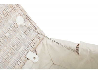 "Basket, 14" WHITE HAMPER with WHITE LINING"