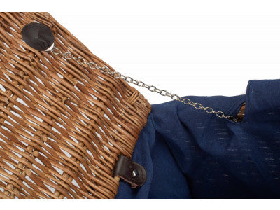 "Basket, 18" DOUBLE STEAMED HAMPER with NAVY BLUE LINING"