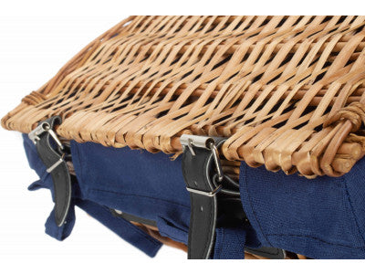 "Basket, SMALL 14" PACKAGING HAMPER with NAVY BLUE LINING"