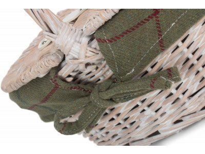 Basket, CHILD'S WHITE WASH LIDDED HAMPER with GREEN TWEED LINING