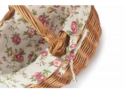 Basket, DOUBLE STEAMED OVAL SHOPPER with GARDEN ROSE LINING