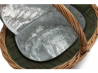 Basket, OVAL SHOPPING BASKET with GREEN TWEED COOLER BAG