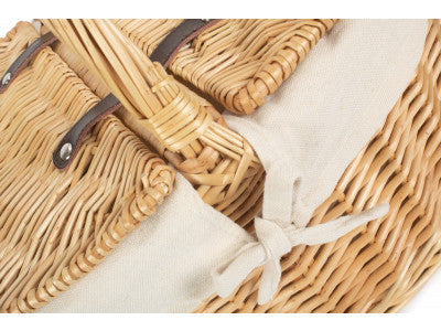 Basket, BUFF OVAL PICNIC BASKET with WHITE LINING