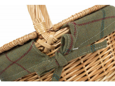 Basket, CHILD'S OVAL LIDDED HAMPER with GREEN TWEED LINING