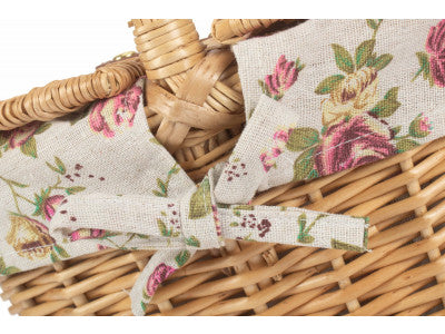 Basket, CHILD'S OVAL LIDDED HAMPER with GARDEN ROSE LINING