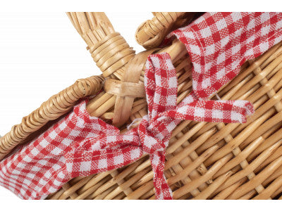 Basket, CHILD'S OVAL LIDDED HAMPER with RED & WHITE CHECKED LINING