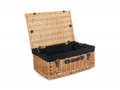 "Basket, 22" BUFF HAMPER with BLACK LINING"