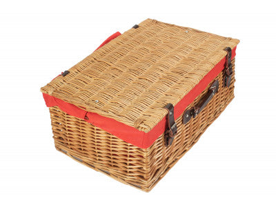 "Basket, 22" BUFF HAMPER with RED LINING"