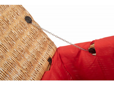 "Basket, 22" BUFF HAMPER with RED LINING"
